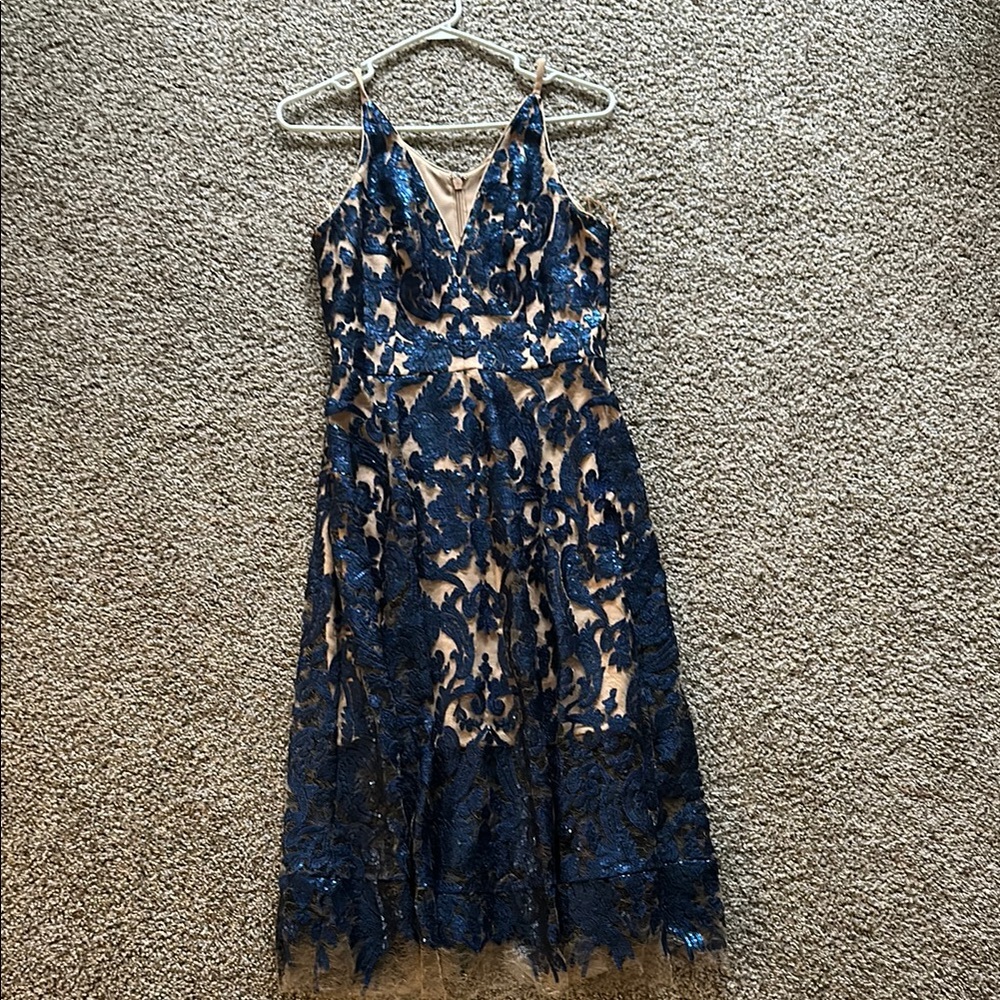 Dress the Population Elegant Blue Lace Dress